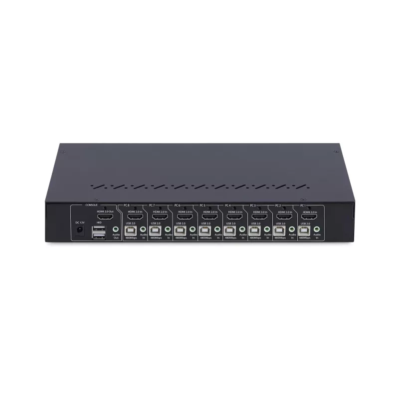 StarTech.com Comutador KVM HDMI de 8 portas com kit de montagem em rack 1U, 4K 60Hz HDMI 2.0, comutação por botão e tecla de atalho, hub USB de 4 portas, independente do sistema operativo, compatível com TAA
