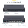 StarTech.com Comutador KVM HDMI de 8 portas com kit de montagem em rack 1U, 4K 60Hz HDMI 2.0, comutação por botão e tecla de atalho, hub USB de 4 portas, independente do sistema operativo, compatível com TAA
