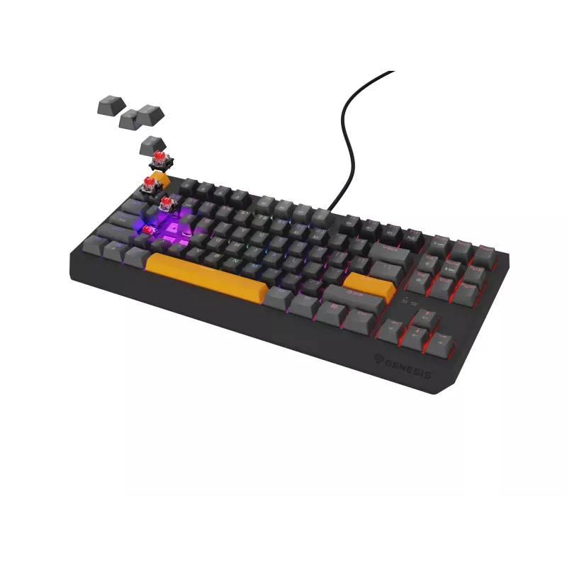 GENESIS Thor 230 TKL teclado gaming USB + RF Wireless + Bluetooth QWERTY preto, cinzento, laranja
