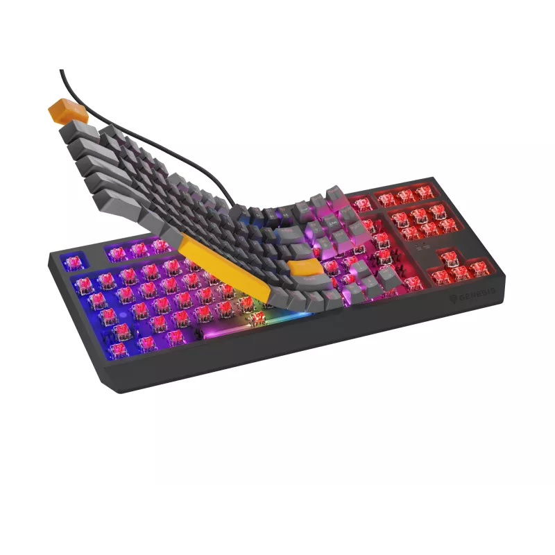 GENESIS Thor 230 TKL teclado gaming USB + RF Wireless + Bluetooth QWERTY preto, cinzento, laranja
