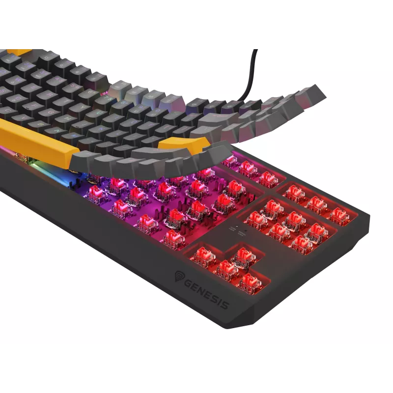 GENESIS Thor 230 TKL teclado gaming USB + RF Wireless + Bluetooth QWERTY preto, cinzento, laranja