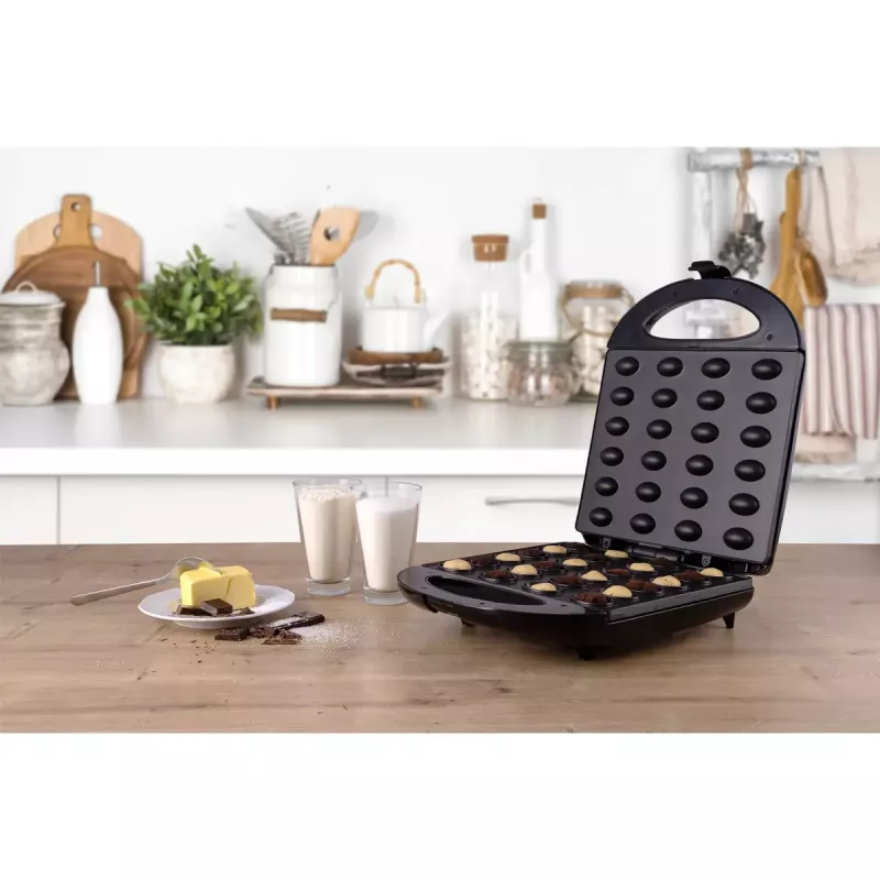 Máquina de waffles Mesko MS 3041 — 1600 W, preto, faz 24 waffles elípticos (220–240 V)