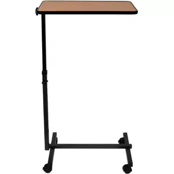 Mesa de cama ActionMed SP100AM — mesa de cama de altura ajustável, tampo retangular, inclinável, rodas com travão, carga máx. 20 kg, cor de madeira