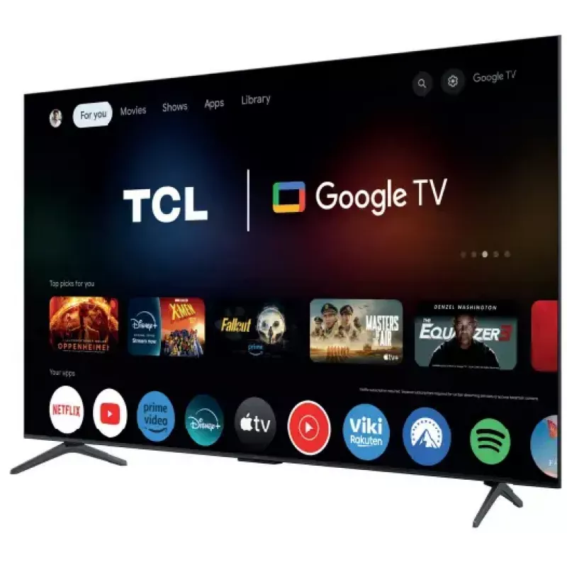 TV TCL 55C61K 55 polegadas (139,7 cm) 4K Ultra HD QD-Mini LED Smart TV com Google TV, Wi-Fi, PPI 4100, metálico
