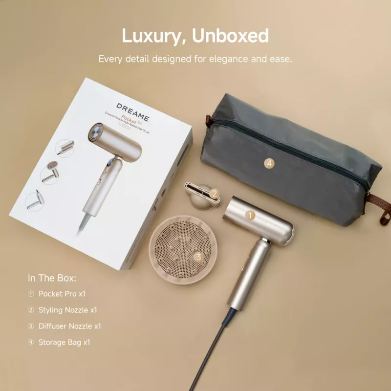 Secador de cabelo Dreame Pocket Pro AHD51-TG dourado titânio