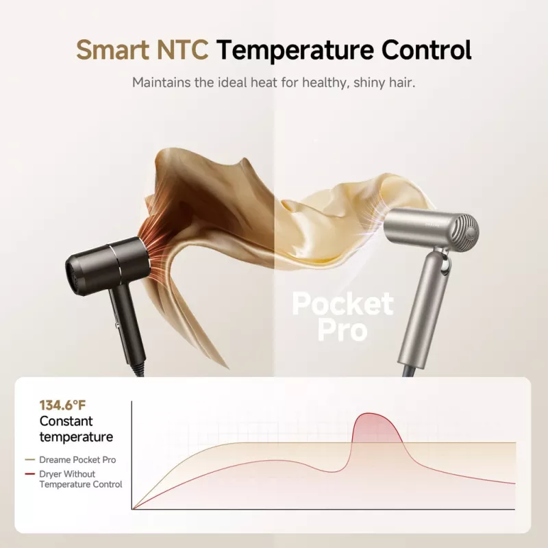 Secador de cabelo Dreame Pocket Pro AHD51-TG dourado titânio