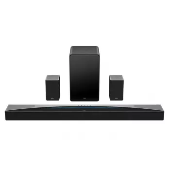 Barra de som TCL Q Q85H Class 7.1.4 canais com Dolby Atmos, subwoofer sem fios e colunas surround sem fios