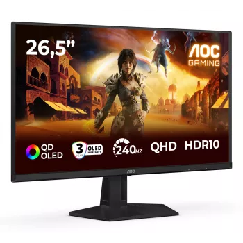 Monitor de computador AOC G4 Q27G41ZDF 67,3 cm (26,5 inch) 2560 x 1440 píxeis Quad HD QD-OLED preto, vermelho