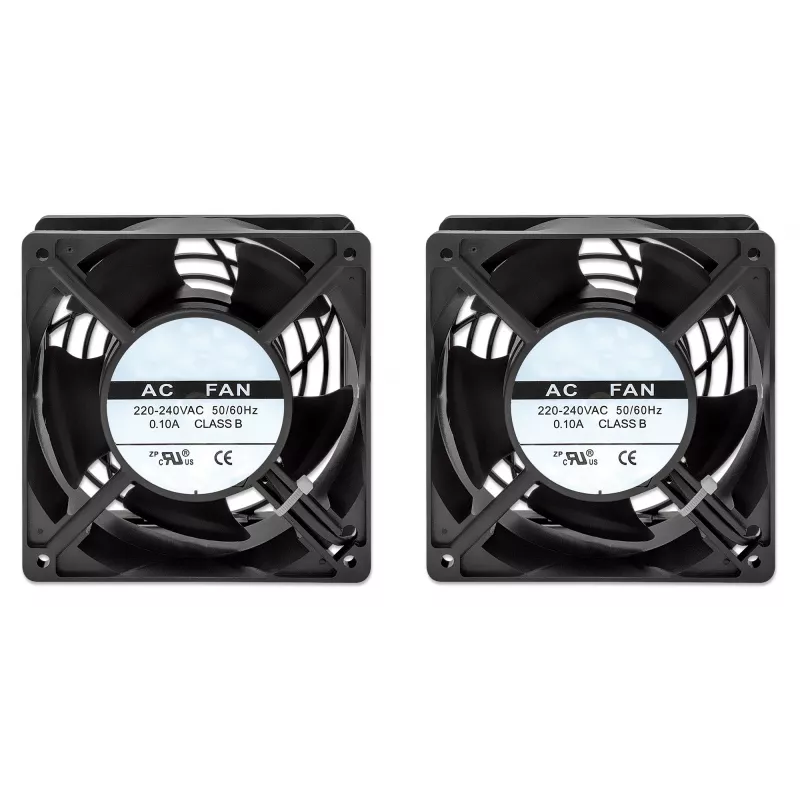 Unidade de ventilação de 2 ventoinhas Intellinet para caixa de parede de 19 polegadas, montagem no teto, cabo de alimentação de 1,8 m com ficha EU CEE 7/7, formato 120 x 120 mm, conjunto de ligação à terra incluído, preto