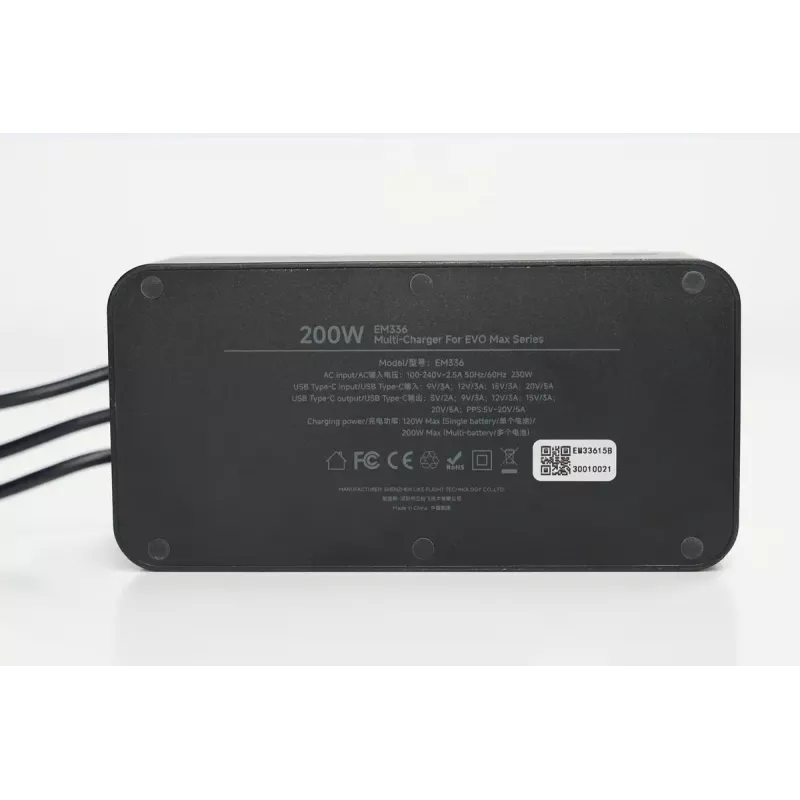Carregador Autel multi-carregador para série EVO Max modelo 102002545 — 3 baterias, USB-C, potência de carregamento 120 W, entrada 100–240 V