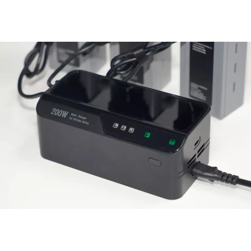Carregador Autel multi-carregador para série EVO Max modelo 102002545 — 3 baterias, USB-C, potência de carregamento 120 W, entrada 100–240 V