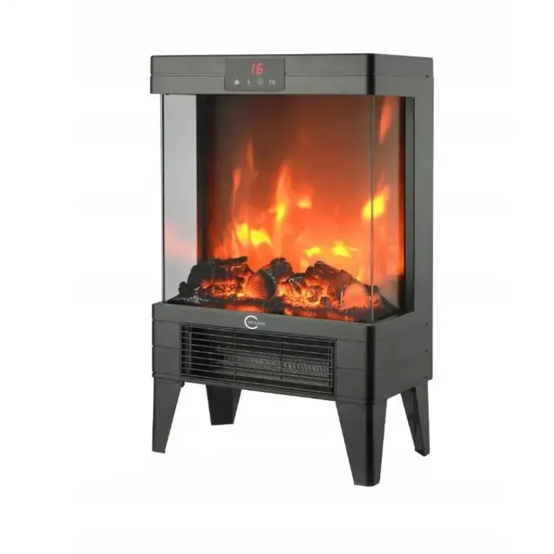 Aquecedor elétrico Carruzzo Q20P Radiador a óleo, 1800 W, 15–45 °C, caixa de vidro, controlo remoto/app/touch, temporizador 1–12 h, montagem na parede ou no chão, preto
