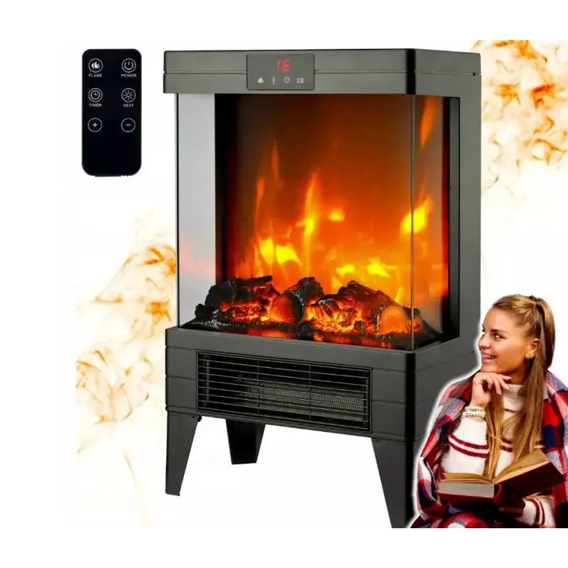 Aquecedor elétrico Carruzzo Q20P Radiador a óleo, 1800 W, 15–45 °C, caixa de vidro, controlo remoto/app/touch, temporizador 1–12 h, montagem na parede ou no chão, preto