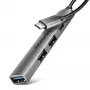 Hub USB AXAGON HUE-STC, barra de alumínio de 4 portas, 1x USB-A 5 Gbit/s + 2x USB-A e 1x USB-C 480 Mbit/s, host USB-C, cabo de 12 cm, cinzento