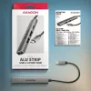 Hub USB AXAGON HUE-STC, barra de alumínio de 4 portas, 1x USB-A 5 Gbit/s + 2x USB-A e 1x USB-C 480 Mbit/s, host USB-C, cabo de 12 cm, cinzento