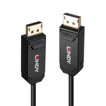 Lindy 10m Cabo híbrido de fibra ótica DP 2.0 UHBR10, 10 m, DisplayPort, DisplayPort, macho, macho, 7680 x 4320 píxeis