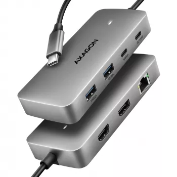 Axagon HMC-CUB83X2 Hub USB 10Gbps, 2x USB-A, USB-C, HDMI e DP 4K/144Hz, RJ-45, PD 100W