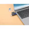 Leitor/gravador de cartões múltiplos combinado Manhattan USB-A / USB-C, 5 Gbit/s (USB 3.2 Gen1 também conhecido como USB 3.0), ficha para slots microSD e SD/MMC, formato mini, SuperSpeed USB, Windows ou Mac, preto/transparente, três anos de garantia