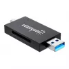 Leitor/gravador de cartões múltiplos combinado Manhattan USB-A / USB-C, 5 Gbit/s (USB 3.2 Gen1 também conhecido como USB 3.0), ficha para slots microSD e SD/MMC, formato mini, SuperSpeed USB, Windows ou Mac, preto/transparente, três anos de garantia