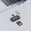 Leitor/gravador de cartões múltiplos combinado Manhattan USB-A / USB-C, 5 Gbit/s (USB 3.2 Gen1 também conhecido como USB 3.0), ficha para slots microSD e SD/MMC, formato mini, SuperSpeed USB, Windows ou Mac, preto/transparente, três anos de garantia