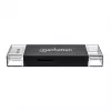 Leitor/gravador de cartões múltiplos combinado Manhattan USB-A / USB-C, 5 Gbit/s (USB 3.2 Gen1 também conhecido como USB 3.0), ficha para slots microSD e SD/MMC, formato mini, SuperSpeed USB, Windows ou Mac, preto/transparente, três anos de garantia