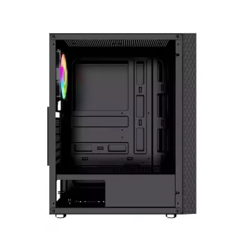 Caixa para PC GEMBIRD Fornax 2500 Midi Tower preto — suporte ATX/ITX, vidro temperado, RGB, 3x120 mm à frente, 2x2,5 polegadas baías