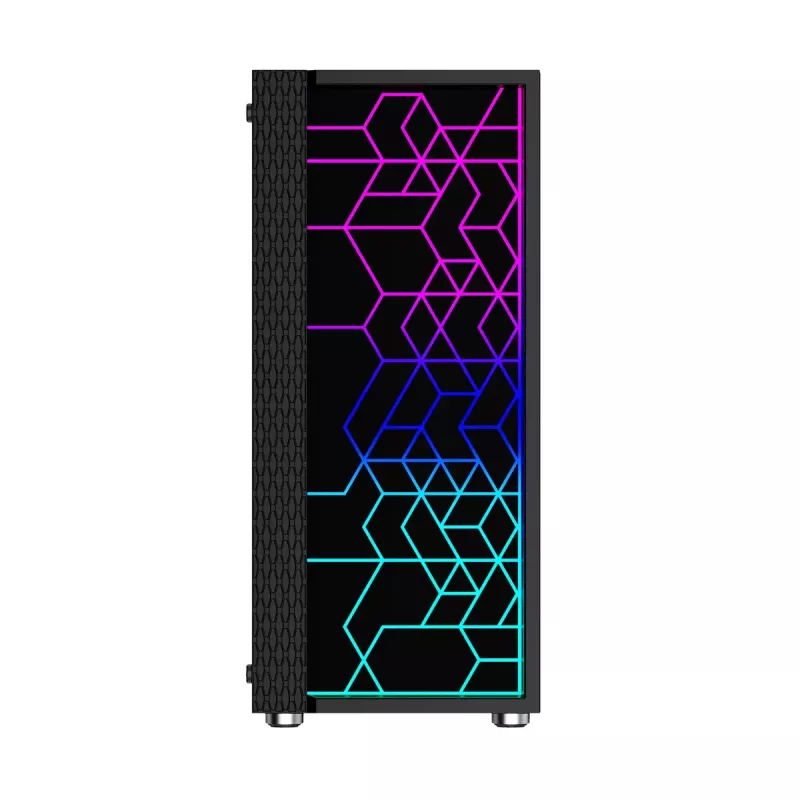 Caixa para PC GEMBIRD Fornax 2500 Midi Tower preto — suporte ATX/ITX, vidro temperado, RGB, 3x120 mm à frente, 2x2,5 polegadas baías