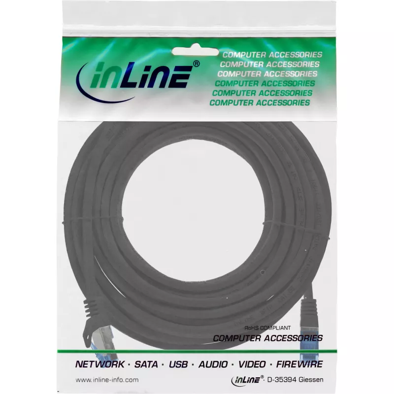 InLine 72600S cabo de rede preto 10 m Cat6a S/FTP (S-STP)