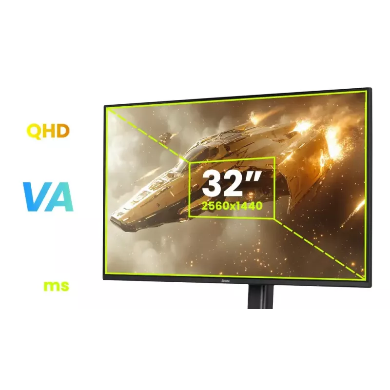 Monitor de computador IIYAMA G-MASTER GB3295QSU-B1 31.5 polegadas (80 cm) Quad HD 2560x1440 LED, altifalantes, hub USB 3.2, altura ajustável, VESA