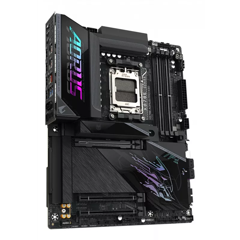 GIGABYTE X870E AORUS PRO X3D placa-mãe ATX – socket AMD AM5, 18+2+2 VRM, DDR5 até 9000 MHz (OC), 2×PCIe5 + 2×PCIe4, Wi‑Fi 7, 5GbE, USB4