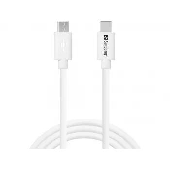 Sandberg cabo de carregamento USB-C>MicroUSB 1m, 1 m, USB C, Micro-USB B, branco