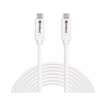 Sandberg USB-C>C USB 3.2 Gen2 100W, 5m, 5 m, USB C, USB C, USB 3.2 Gen 2 (3.1 Gen 2), 10 Gbit/s, branco