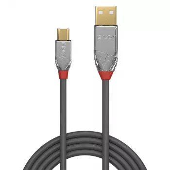 Cabo Lindy USB 2.0 Type-A para Micro-B, Cromo Line, 1 m, USB A, Micro-USB B, USB 2.0, 0,48 Gbit/s, cinzento