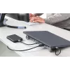 Dock/Hub USB-C Manhattan com leitor de cartões e MST, ligações (x7): Ethernet, HDMI (x2 4K@60Hz), USB-A (x3) e USB-C, com Power Delivery (PD) 100 W – requer carregador USB-C externo (não incluído). Alimentado por USB (não requer fonte de alimentação externa) quando o PD não é utilizado