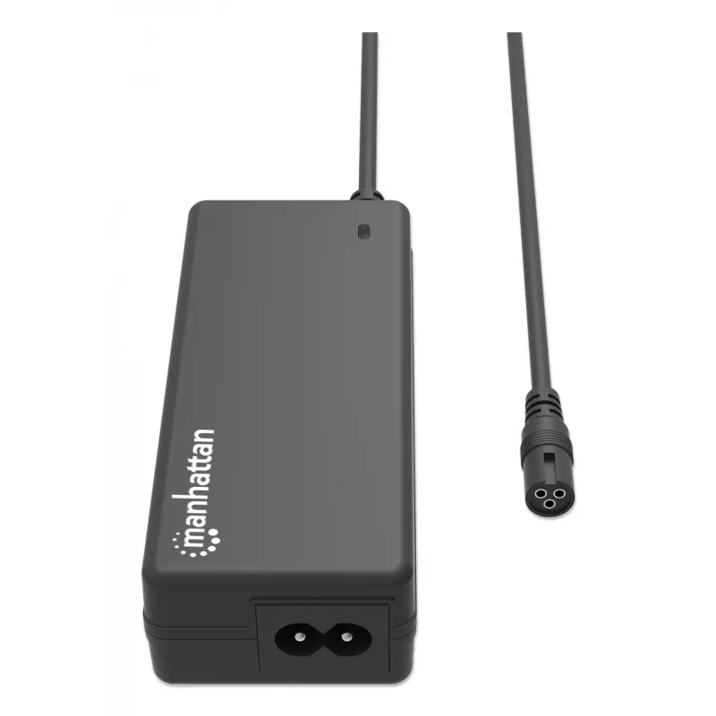 Fonte de alimentação universal para portátil/notebook Manhattan UE, 65 W, automática com 9 pontas de ficha, compatível com a maioria dos portáteis, ideal como fonte de alimentação de substituição, cabo de alimentação UE, compatível com, entre outros: Acer, Asus, Dell, Fujitsu, HP, Lenovo, Samsung, Toshiba e mais