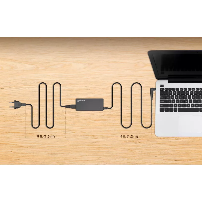 Fonte de alimentação universal para portátil/notebook Manhattan UE, 65 W, automática com 9 pontas de ficha, compatível com a maioria dos portáteis, ideal como fonte de alimentação de substituição, cabo de alimentação UE, compatível com, entre outros: Acer, Asus, Dell, Fujitsu, HP, Lenovo, Samsung, Toshiba e mais