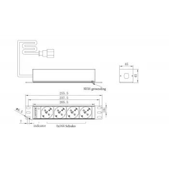 PDU de rack Lanview LVR-2MSCH-SCH-C13-4 – Unidade de distribuição de energia Lanview modelo LVR-2MSCH-SCH-C13-4