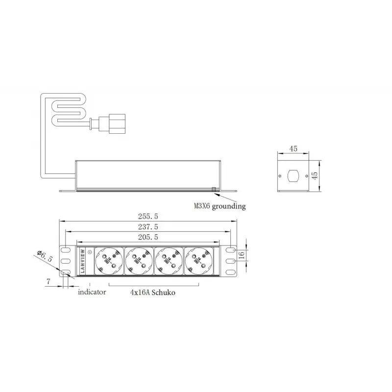 PDU de rack Lanview LVR-2MSCH-SCH-C13-4 – Unidade de distribuição de energia Lanview modelo LVR-2MSCH-SCH-C13-4