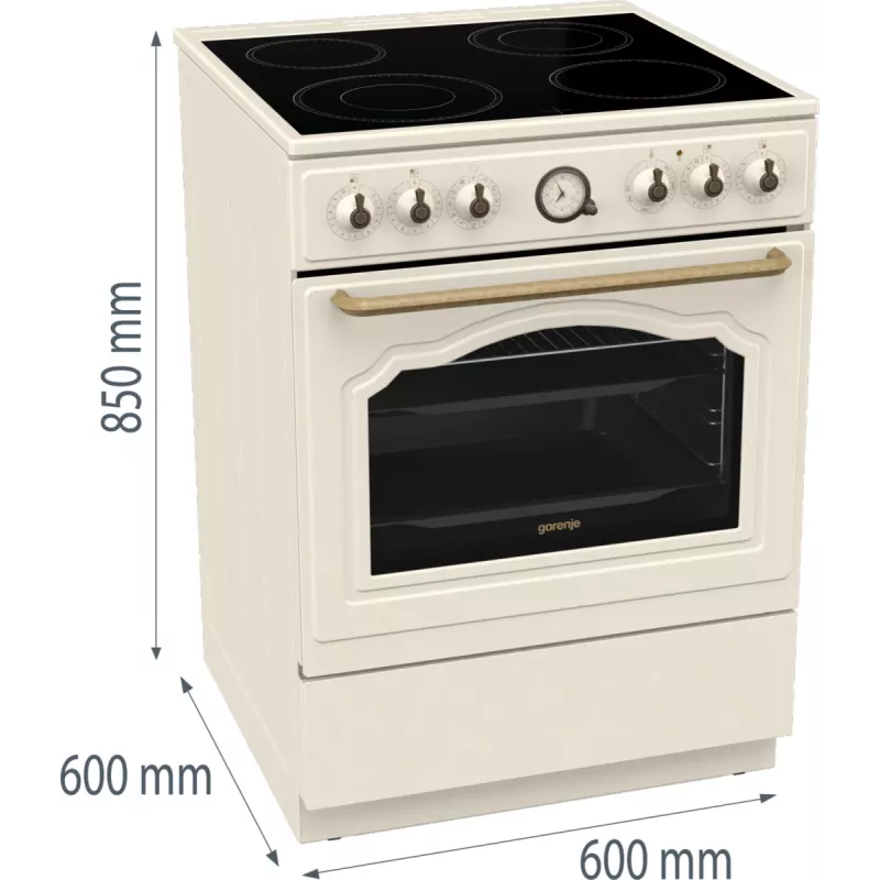 Fogão independente Gorenje GECS6B70CLI placa vitrocerâmica bege