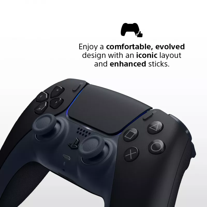 Comando Sony DualSense v3 preto — Bluetooth/USB, PS5, bateria integrada, USB-C, com fios e sem fios