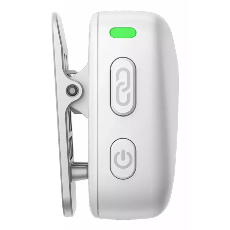 Transmissor de microfone bodypack sem fios DJI CP.RN.00000430.01 — 100–20000 Hz, pilha 3,87 V, até 11,5 h, branco, 26,1×26,6×16 mm