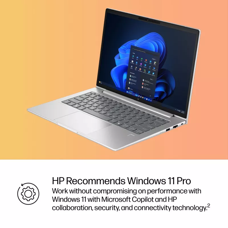 Portátil HP EliteBook 6 G1i AI Intel Core Ultra 5 225U 35,6 cm (14 polegadas) WUXGA 24 GB DDR5-SDRAM Wi-Fi 7 (802.11be) Windows 11 Pro AI PC prateado