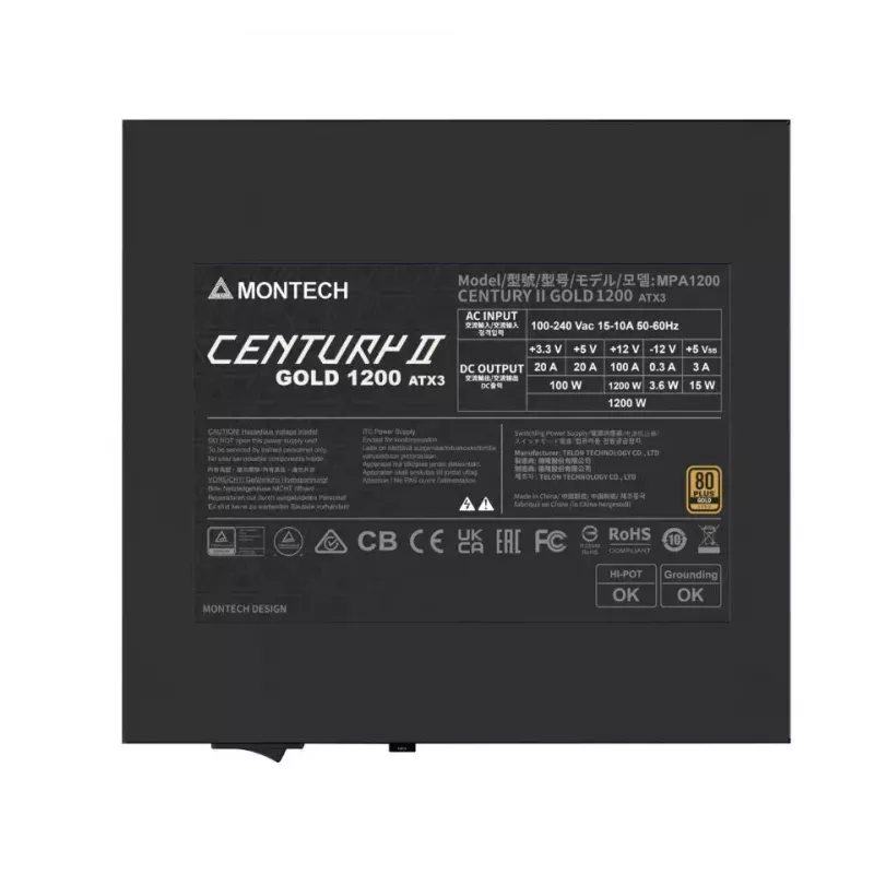 Fonte de alimentação|MONTECH|CENTURY II|ATX|1200 W|CENTURYII1200