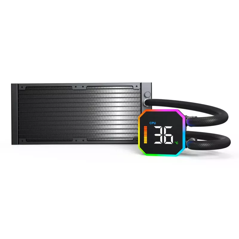 Refrigeração líquida all-in-one para processador Montech HyperFlow Digital 240 12 cm preto 1 unid.