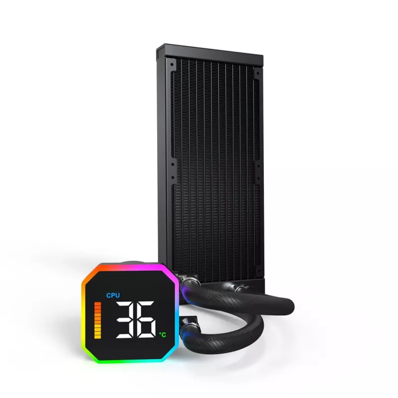 Refrigeração líquida all-in-one para processador Montech HyperFlow Digital 240 12 cm preto 1 unid.