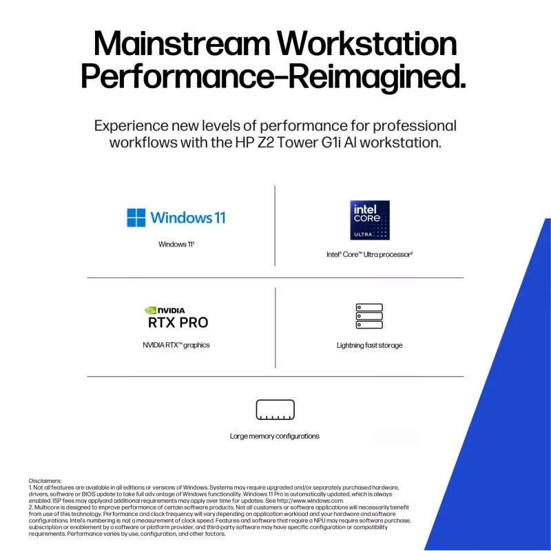 Estação de trabalho HP Z2 G1i Torre Ultra 9-285K 64 GB 1 TB SSD NVIDIA Windows 11 Pro