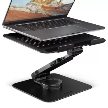 Suporte para portátil AXAGON STND-LRB — alumínio, rotação 360°, para 10 polegadas–17,3 polegadas, altura ajustável até 26 cm, inclinação 0–180°, preto