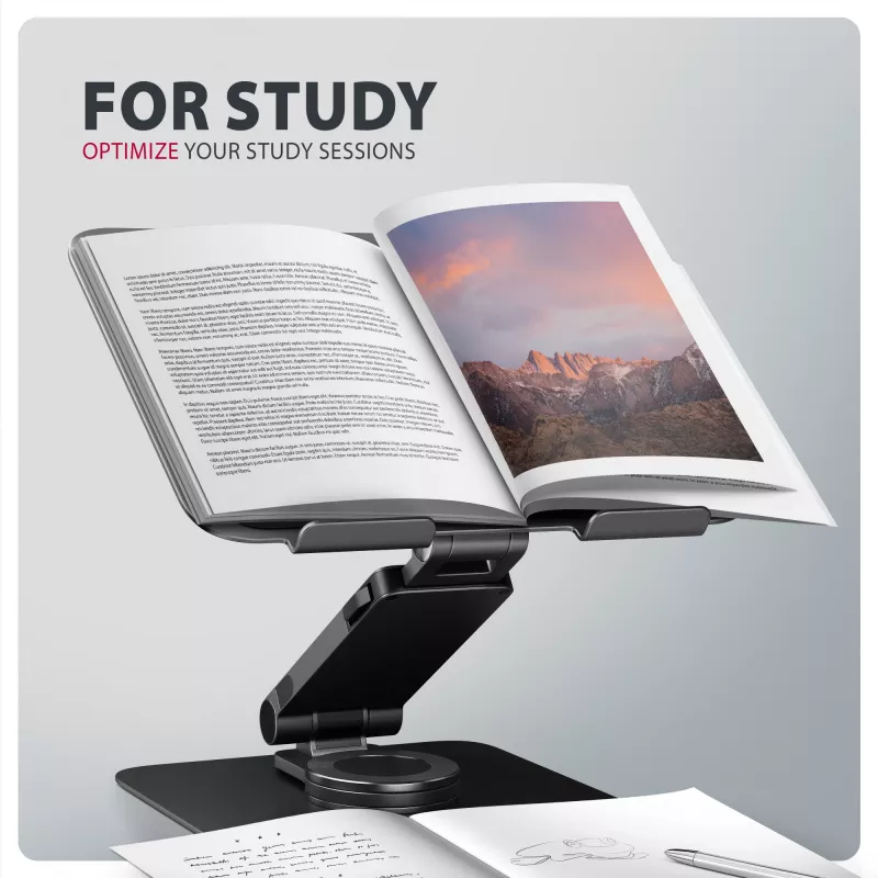 Suporte para portátil AXAGON STND-LRB — alumínio, rotação 360°, para 10 polegadas–17,3 polegadas, altura ajustável até 26 cm, inclinação 0–180°, preto