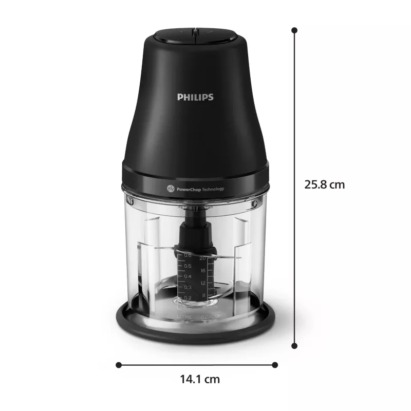 Picadora elétrica Philips HR1501/00 1 L 450 W preto 5000 rpm recipiente de plástico lâmina de aço inoxidável 220-240V 50-60Hz