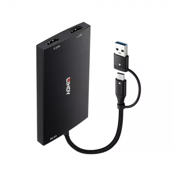 Adaptador de cabo de vídeo Lindy 43430 0,11 m USB Type-C 2 x HDMI Preto